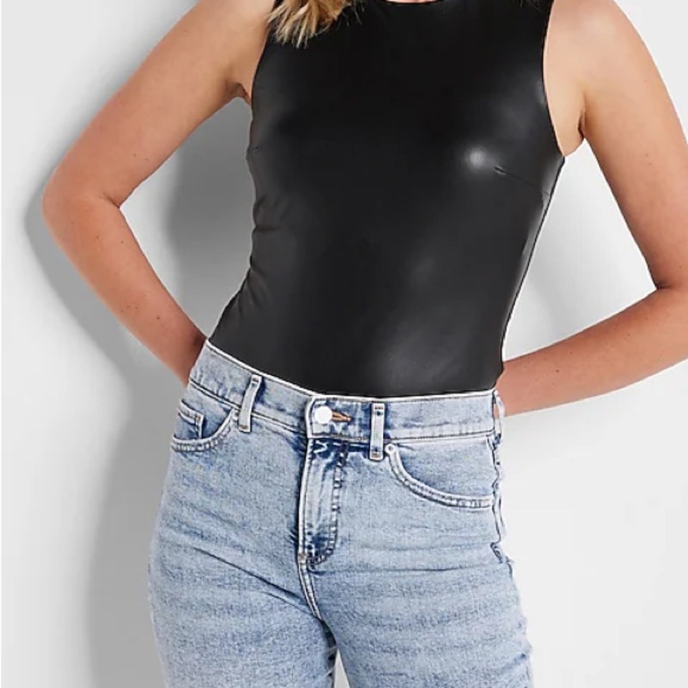 Express Faux Leather Sleeveless Bodysuit